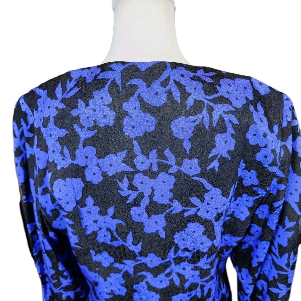 David Warren All Silk Jacket Blazer Womens 14‎ Purple Black Wrap Career Church